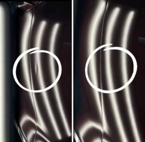 Hail damage repair example before and after in St Louis MO