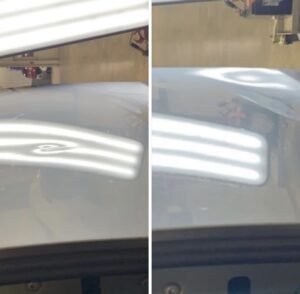 Paintless dent repair before and after example St Louis MO