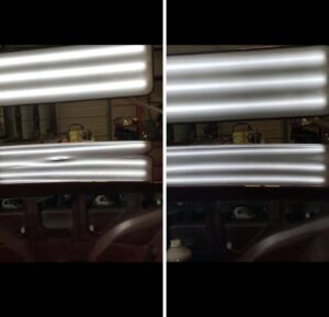 Paintless dent repair example before and after in St Louis MO