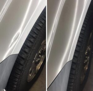 Before and after dent repair results in St Louis Missouri